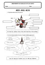 Meg and Mog -  a worksheet on the story by Jan Piekowskire 