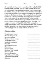 English Worksheet: Betty is twelve years old