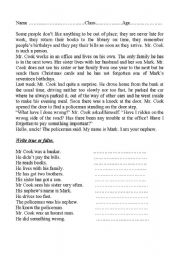 English Worksheet: Mr. Cook