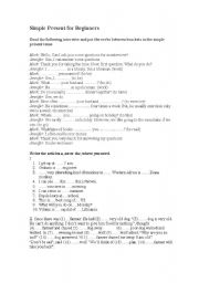 English Worksheet: simple present for beginners