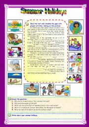 English Worksheet: Summer Holidays (Part 2)