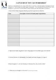 English Worksheet: Catch Me If You Can - Film Worksheet-