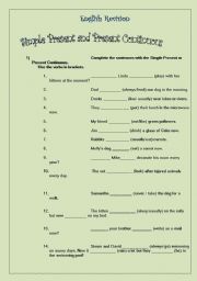 English Worksheet: Simple Prsent and Present Continous Test