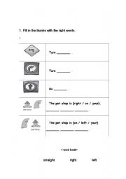 English worksheet: direction worksheet