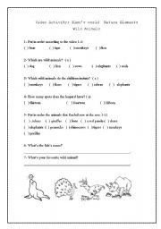 English worksheet: Nature elements- Elmos world- Wild animals