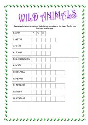 English Worksheet: Wild animals