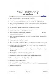 English worksheet: The Odyssey Film Guide