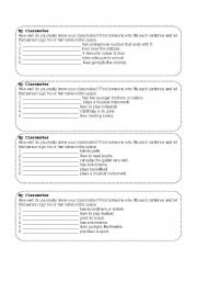 English Worksheet: My classmates