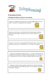 English Worksheet: Telephoning- Speaking practice