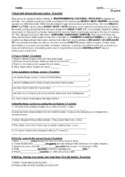 Test for intermediate level-environment-natural disasters