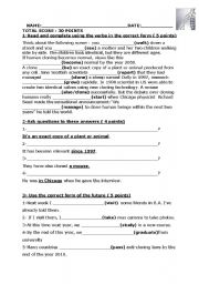 English Worksheet: Test - future perfect & continuous- cloning