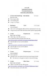 English worksheet: lesson plan for use of telephone