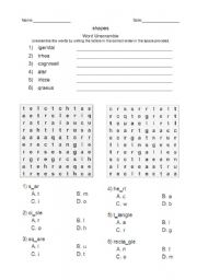 English Worksheet: Simple shapes test