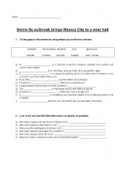 English worksheet: The swine flu