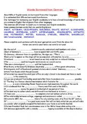 English Worksheet: Words Borrowed from German 1.     ## Intermediate and advanced ##