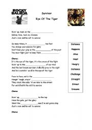 English Worksheet: Eye Of The Tiger Lyrics