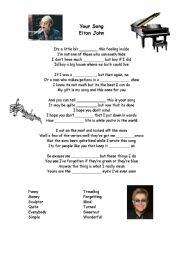 English Worksheet: Your Song Lyrics by Elton John