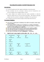 English Worksheet: Describing Personality