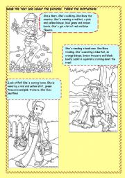 English Worksheet: Read and colour