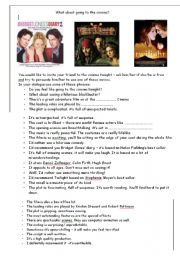 English Worksheet: What about going to the cinema?