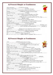 English Worksheet: Practice Present Simple and Continuous