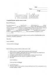 English Worksheet: Formal letter