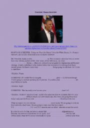 English Worksheet: Listening: Barck Obama Interview