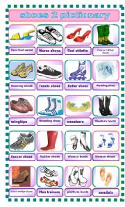 English Worksheet: SHOES 2 PICTIONARY