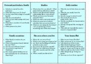 English Worksheet: Intermediate topic cards