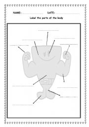 English worksheet: LABEL THE PARTS OF THE BODY.