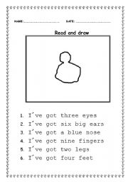 English Worksheet: READ AND DRAW