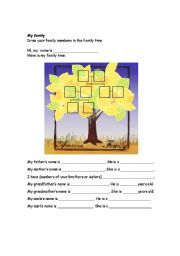 English Worksheet: Family tree