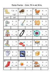 English Exercises: Short vowel words