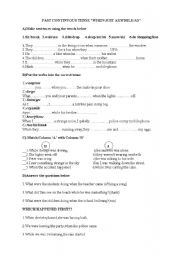 English Worksheet: past continuous