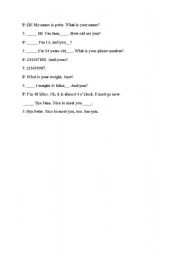 English Worksheet: introducing yourself 