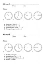 English Worksheet: Hours - test