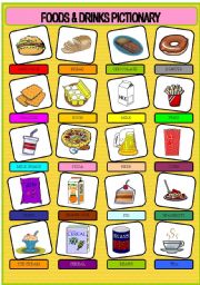 English Worksheet: FOODS & DRINKS PICTIONARY