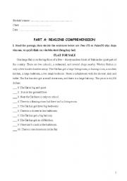 English Worksheet: test for reading, grammar and listening 