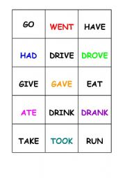 English worksheet: SIMPLE PAST MEMORY GAME