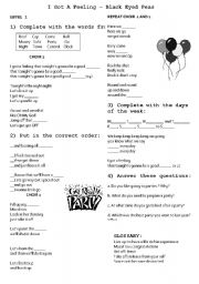 English Worksheet: I gotta a feeling- Black eyed peas