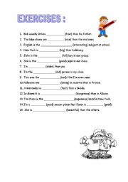 English Worksheet: comparison of adjectives