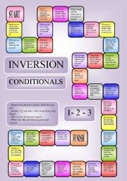 English Worksheet: Inversion - conditionals 1-3 - boardgame (editable)