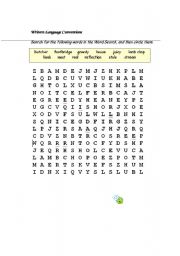 English worksheet: Search for the following words in the Word Search, and then circle them