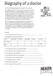 English Worksheet: Biography of a doctor 