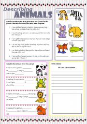 English Worksheet: DESCRIBING ANIMALS