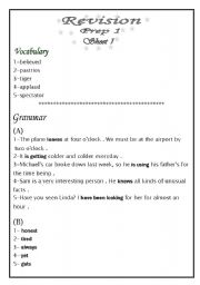 English Worksheet: Revision