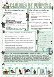 English Worksheet: CLAUSES OF PURPOSE