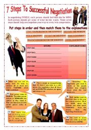 English Worksheet: Seven Steps To Successful negotiation (3 pages with answers)