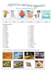 English Worksheet: Adjectives and their opposites