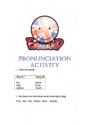 English worksheet: Pronuciation activity